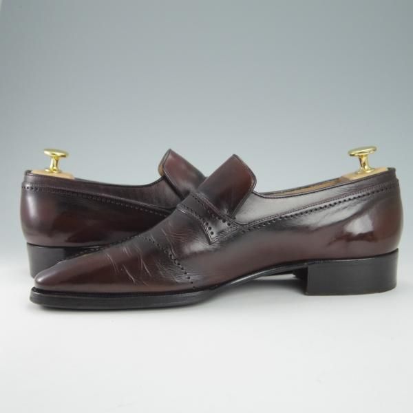 極上★(伊)アルティオリ SIZE 6.5【定価15万円以上★パティーヌ/センターエラスティック】濃茶系/スリッポン/カーフ/ARTIOLI★g635