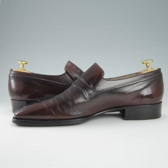 極上★(伊)アルティオリ SIZE 6.5【定価15万円以上★パティーヌ/センターエラスティック】濃茶系/スリッポン/カーフ/ARTIOLI★g635