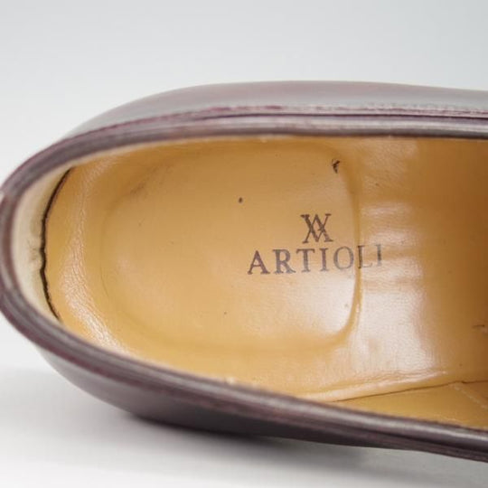 極上★(伊)アルティオリ SIZE 6.5【定価15万円以上★パティーヌ/センターエラスティック】濃茶系/スリッポン/カーフ/ARTIOLI★g635