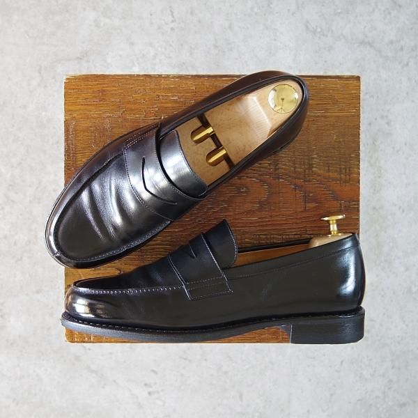 極美品★パラブーツ SIZE 5【定価￥77,000-★アドニス/ADONIS】ギャラクシーソール/コインローファー/カーフ/NOIR/黒/Paraboot★g639