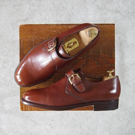 極美品★(伊)タニノクリスチー SIZE 5【定価15万円以上★モンクストラップ/122563】カーフ/茶/メンズ/TANINO CRISCI★g643