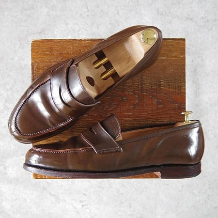 極上★クロケット&ジョーンズ UK9/US9.5E【コードバン仕様★茶/ダークブラウン/ラルフローレン別注】ローファー/Crockett&Jones★g644