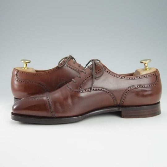 極上★クロケット&ジョーンズ 6.5E【ハンドグレードライン★SELBORNE/358ラスト】セミブローグ/カーフ/茶/メンズ/Crockett&Jones★g647