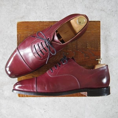 美品★(英)グレンソン 8.5F【モデル定価￥74,800-★LONDON/ロンドン】ストレートチップ/カーフ/赤茶/BURGUNDY/メンズ/GRENSON★g648