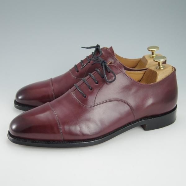 美品★(英)グレンソン 8.5F【モデル定価￥74,800-★LONDON/ロンドン】ストレートチップ/カーフ/赤茶/BURGUNDY/メンズ/GRENSON★g648