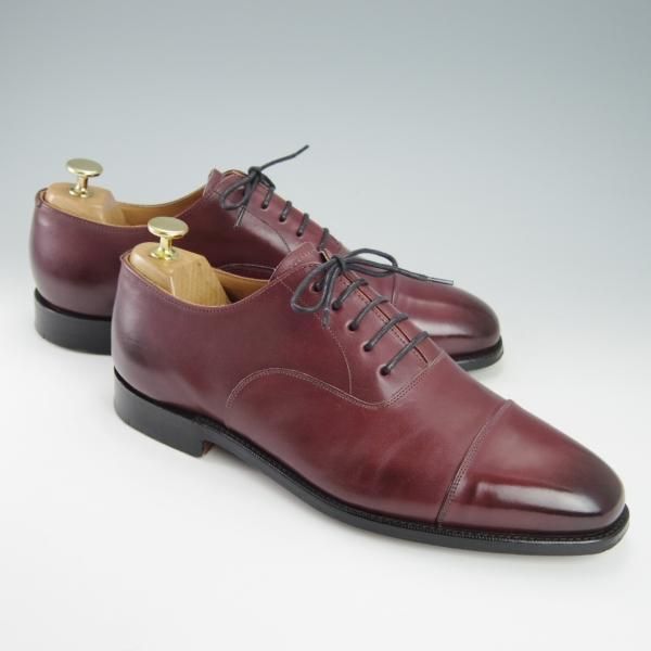 美品★(英)グレンソン 8.5F【モデル定価￥74,800-★LONDON/ロンドン】ストレートチップ/カーフ/赤茶/BURGUNDY/メンズ/GRENSON★g648