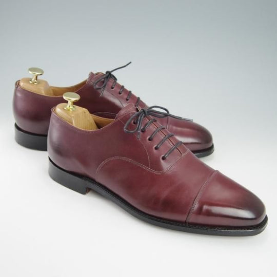 美品★(英)グレンソン 8.5F【モデル定価￥74,800-★LONDON/ロンドン】ストレートチップ/カーフ/赤茶/BURGUNDY/メンズ/GRENSON★g648