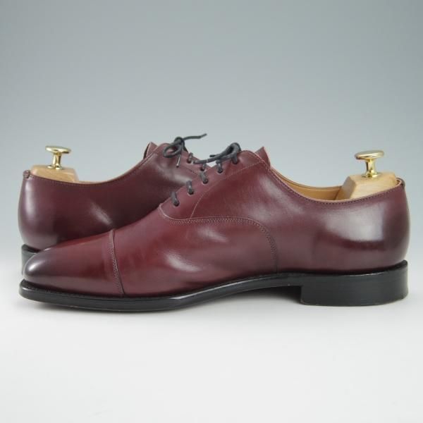 美品★(英)グレンソン 8.5F【モデル定価￥74,800-★LONDON/ロンドン】ストレートチップ/カーフ/赤茶/BURGUNDY/メンズ/GRENSON★g648