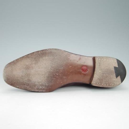 美品★(英)グレンソン 8.5F【モデル定価￥74,800-★LONDON/ロンドン】ストレートチップ/カーフ/赤茶/BURGUNDY/メンズ/GRENSON★g648