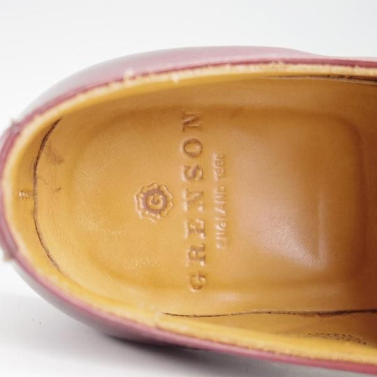 美品★(英)グレンソン 8.5F【モデル定価￥74,800-★LONDON/ロンドン】ストレートチップ/カーフ/赤茶/BURGUNDY/メンズ/GRENSON★g648