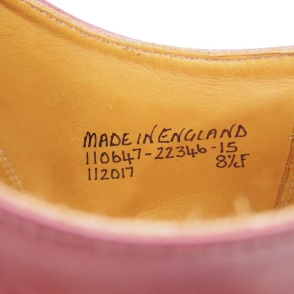 美品★(英)グレンソン 8.5F【モデル定価￥74,800-★LONDON/ロンドン】ストレートチップ/カーフ/赤茶/BURGUNDY/メンズ/GRENSON★g648