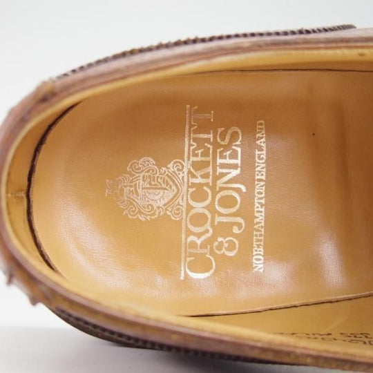 美品★クロケット&ジョーンズ 7E【定価￥90,720-★ダイナイトソール仕様/MILFORD】335ラスト/セミブローグ/茶/Crockett&Jones★g649