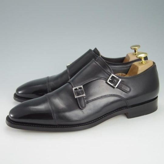 美品★(伊)サントーニ SIZE 8【上級★グッドイヤーウェルテッド製法/14713】DUKEラスト/ダブルモンク/黒/Santoni★g650