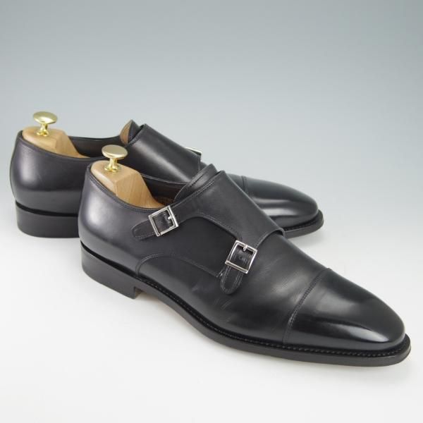 美品★(伊)サントーニ SIZE 8【上級★グッドイヤーウェルテッド製法/14713】DUKEラスト/ダブルモンク/黒/Santoni★g650