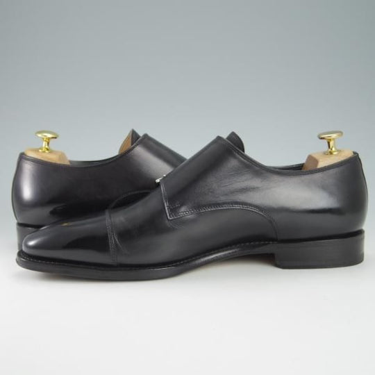 美品★(伊)サントーニ SIZE 8【上級★グッドイヤーウェルテッド製法/14713】DUKEラスト/ダブルモンク/黒/Santoni★g650