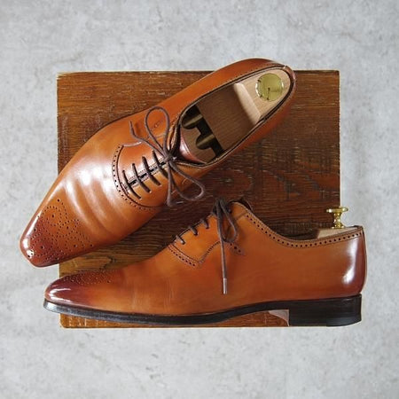 美品★(スペイン製)マグナーニ SIZE 39【★ボロネーゼ製法/オックスフォードシューズ】16614/カーフ/茶/メンズ/MAGNANNI★g652