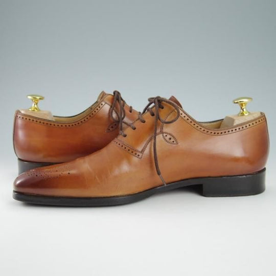 美品★(スペイン製)マグナーニ SIZE 39【★ボロネーゼ製法/オックスフォードシューズ】16614/カーフ/茶/メンズ/MAGNANNI★g652