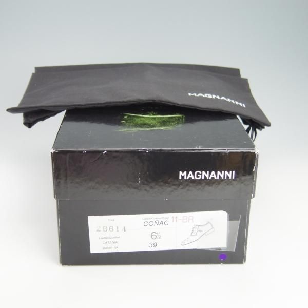 美品★(スペイン製)マグナーニ SIZE 39【★ボロネーゼ製法/オックスフォードシューズ】16614/カーフ/茶/メンズ/MAGNANNI★g652