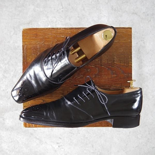 極上★(伊)アルティオリ SIZE 6.5【定価15万円以上★サイドレース】カーフ/黒/シューズ/メンズ/ARTIOLI★g653