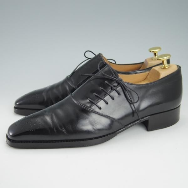 極上★(伊)アルティオリ SIZE 6.5【定価15万円以上★サイドレース】カーフ/黒/シューズ/メンズ/ARTIOLI★g653