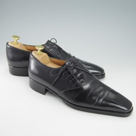 極上★(伊)アルティオリ SIZE 6.5【定価15万円以上★サイドレース】カーフ/黒/シューズ/メンズ/ARTIOLI★g653