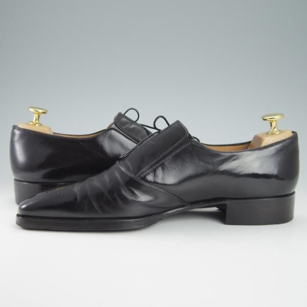 極上★(伊)アルティオリ SIZE 6.5【定価15万円以上★サイドレース】カーフ/黒/シューズ/メンズ/ARTIOLI★g653