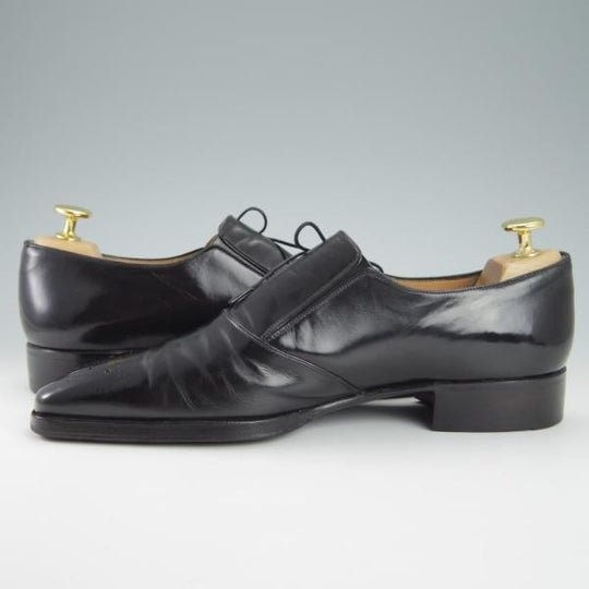 極上★(伊)アルティオリ SIZE 6.5【定価15万円以上★サイドレース】カーフ/黒/シューズ/メンズ/ARTIOLI★g653