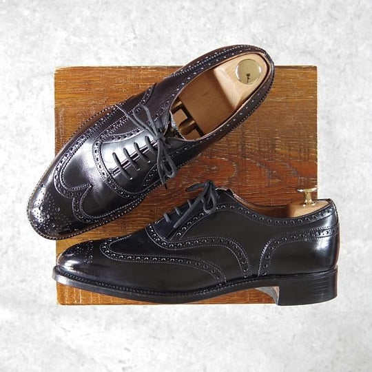 極美品★チャーチ 65F/UK6.5【旧チャーチ★73ラスト/CHETWYND/チェットウィンド】3都市ロゴ/フルブローグ/カーフ/黒/Church's★g659