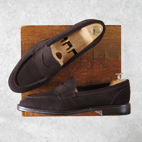 極美品★(米)アレンエドモンズ 8D【現行定価7.5万円程度★Mercer Street/コインローファー】スエード/濃茶/メンズ/ALLEN EDMONDS★g662