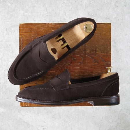 極美品★(米)アレンエドモンズ 8D【現行定価7.5万円程度★Mercer Street/コインローファー】スエード/濃茶/メンズ/ALLEN EDMONDS★g662