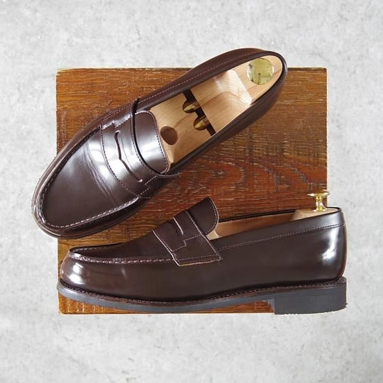 極美品★(英)アルフレッド・サージェント UK6.5【貴重★(仏)BOWEN別注/コインローファー】濃茶/メンズ/Alfred Sargent★g665