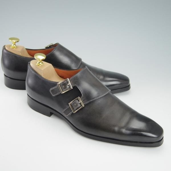 Santoni【サントーニ★】UK9/28.5㎝★黒 ダブルモンクストラップ 新品☆(伊)サントーニ SIZE 7.5【☆ダブルモンク/カーフ】モンク