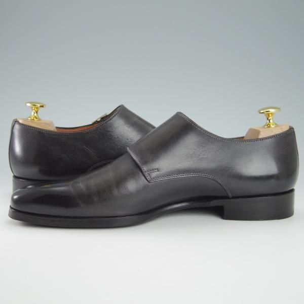 ★(伊)サントーニ 5.5F【貴重★ブラック〜グレーパティーヌ/10229】ダブルモンク/カーフ/黒/灰/メンズ/Santoni★g666