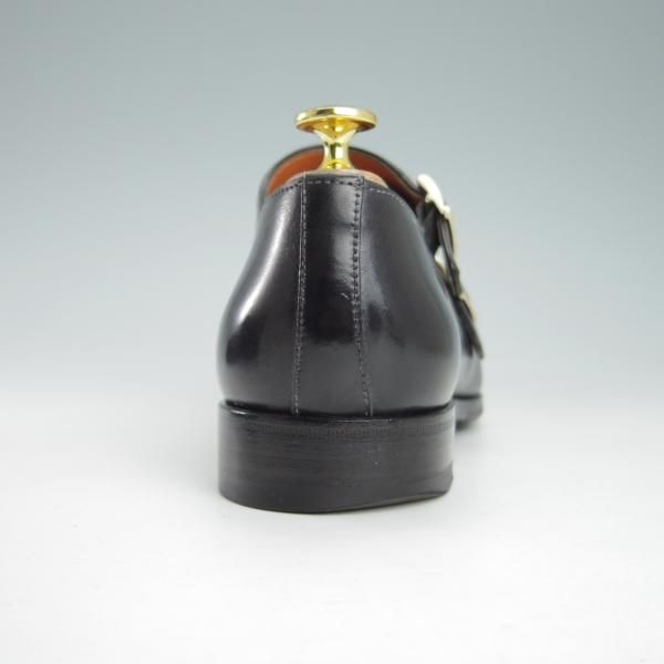 ★(伊)サントーニ 5.5F【貴重★ブラック〜グレーパティーヌ/10229】ダブルモンク/カーフ/黒/灰/メンズ/Santoni★g666