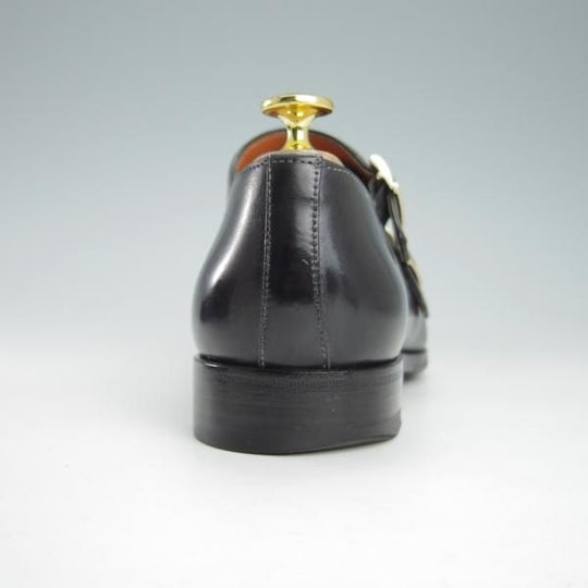 ★(伊)サントーニ 5.5F【貴重★ブラック〜グレーパティーヌ/10229】ダブルモンク/カーフ/黒/灰/メンズ/Santoni★g666