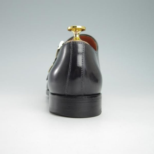 ★(伊)サントーニ 5.5F【貴重★ブラック〜グレーパティーヌ/10229】ダブルモンク/カーフ/黒/灰/メンズ/Santoni★g666