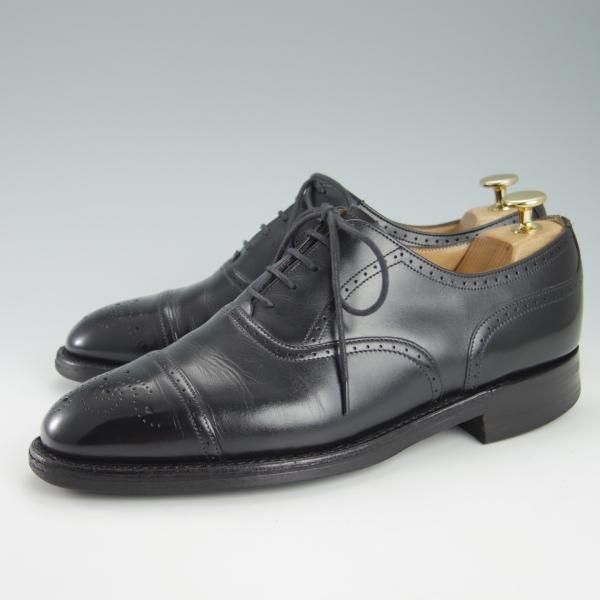 ★(英)チーニー UK7.5程度【ダイナイトソール仕様★セミブローグ/黒】カーフ/メンズ/CHEANEY★g694