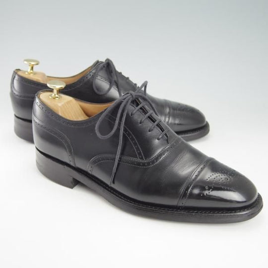 ★(英)チーニー UK7.5程度【ダイナイトソール仕様★セミブローグ/黒】カーフ/メンズ/CHEANEY★g694