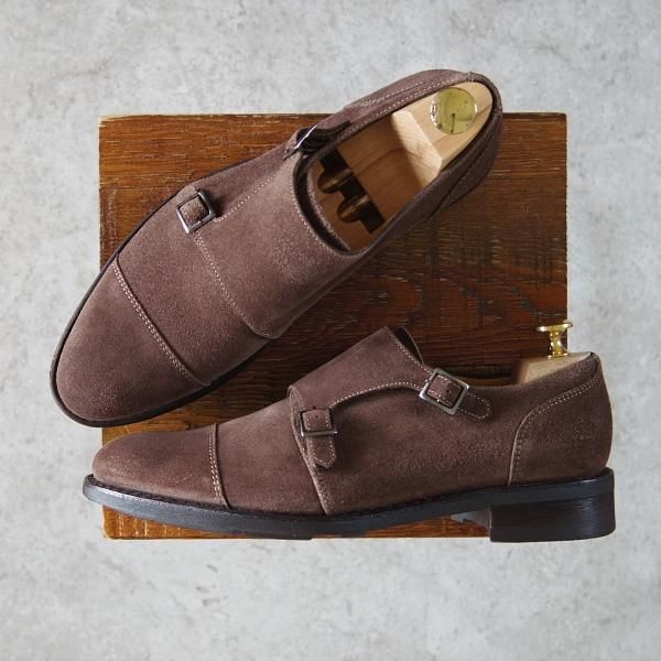 極美品★パラブーツ SIZE 6.5【モデル定価￥83,600-★VIVALDI/ダブルモンク】アクティブソール/スエード/茶/メンズ/Paraboot★g701