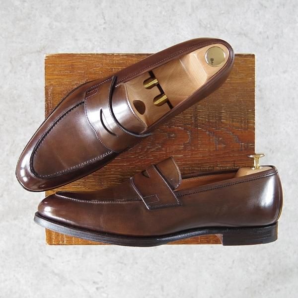 極美品★クロケット&ジョーンズ 7.5E【定価￥104,500-★ハンドグレード/CRAWFORD】363ラスト/ローファー/Crockett&Jones★g715