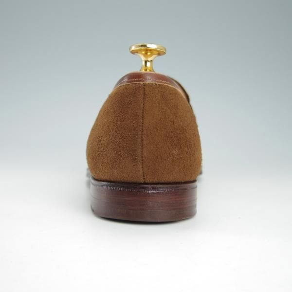 美品★クロケット&ジョーンズ 6.5E【定価￥85,320-★鹿革/DEERSKIN/375ラスト】SANDFORD/コインローファー/茶/Crockett&Jones★g729