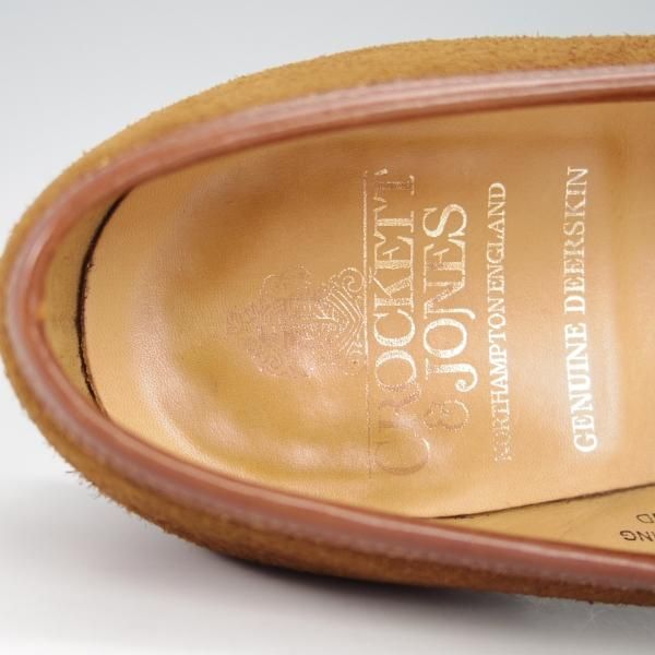美品★クロケット&ジョーンズ 6.5E【定価￥85,320-★鹿革/DEERSKIN/375ラスト】SANDFORD/コインローファー/茶/Crockett&Jones★g729