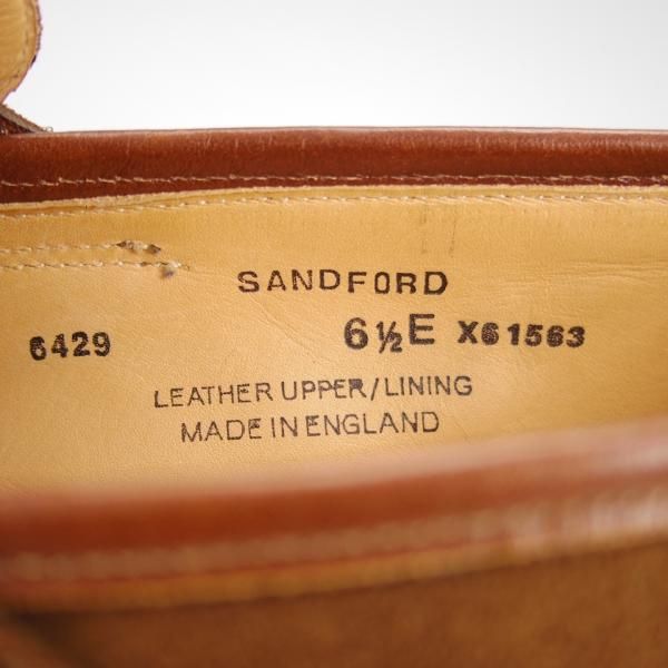 美品★クロケット&ジョーンズ 6.5E【定価￥85,320-★鹿革/DEERSKIN/375ラスト】SANDFORD/コインローファー/茶/Crockett&Jones★g729