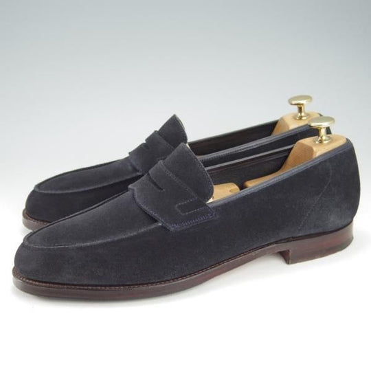 極上★クロケット&ジョーンズ 8.5E【定価￥74,800-★RICHMOND/314ラスト】コインローファー/スエード/紺/メンズ/Crockett&Jones★g730
