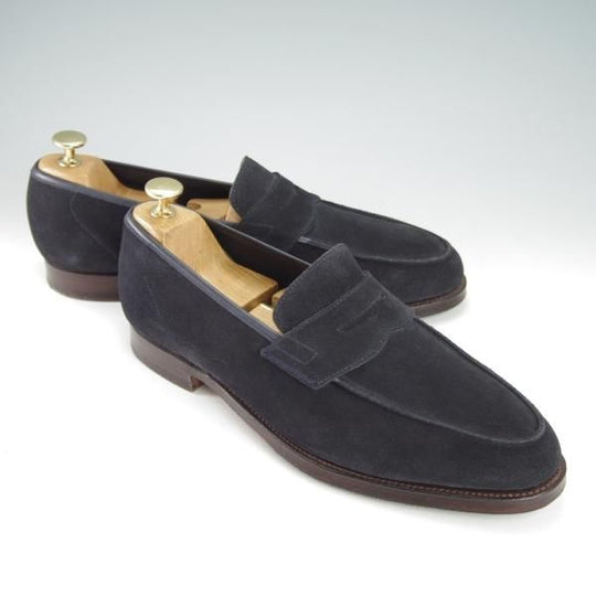 極上★クロケット&ジョーンズ 8.5E【定価￥74,800-★RICHMOND/314ラスト】コインローファー/スエード/紺/メンズ/Crockett&Jones★g730