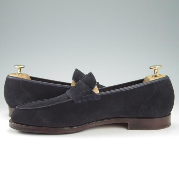 極上★クロケット&ジョーンズ 8.5E【定価￥74,800-★RICHMOND/314ラスト】コインローファー/スエード/紺/メンズ/Crockett&Jones★g730