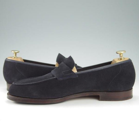 極上★クロケット&ジョーンズ 8.5E【定価￥74,800-★RICHMOND/314ラスト】コインローファー/スエード/紺/メンズ/Crockett&Jones★g730