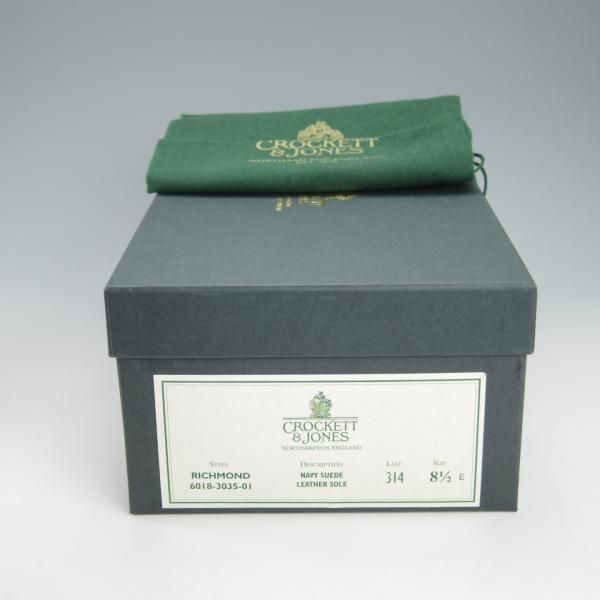 極上★クロケット&ジョーンズ 8.5E【定価￥74,800-★RICHMOND/314ラスト】コインローファー/スエード/紺/メンズ/Crockett&Jones★g730