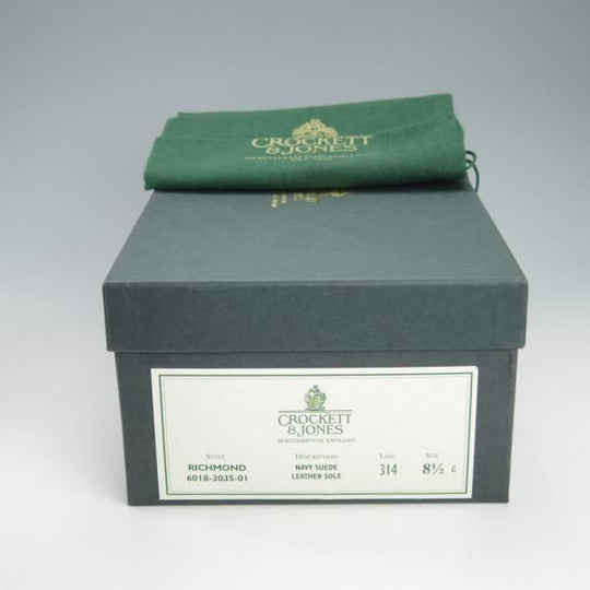 極上★クロケット&ジョーンズ 8.5E【定価￥74,800-★RICHMOND/314ラスト】コインローファー/スエード/紺/メンズ/Crockett&Jones★g730