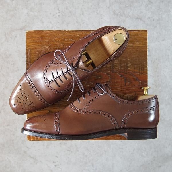 未使用★(英)グレンソン 7.5F【現行定価￥74,800-★footmaster/フットマスター/OXFORD】22352/セミブローグ/カーフ/茶/GRENSON★g735